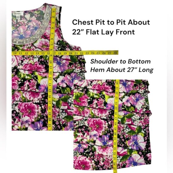 Dress Barn Cascade Ruffle Embellished Sleeveless Top Pink Purple Plus 14/16 - Picture 3 of 16